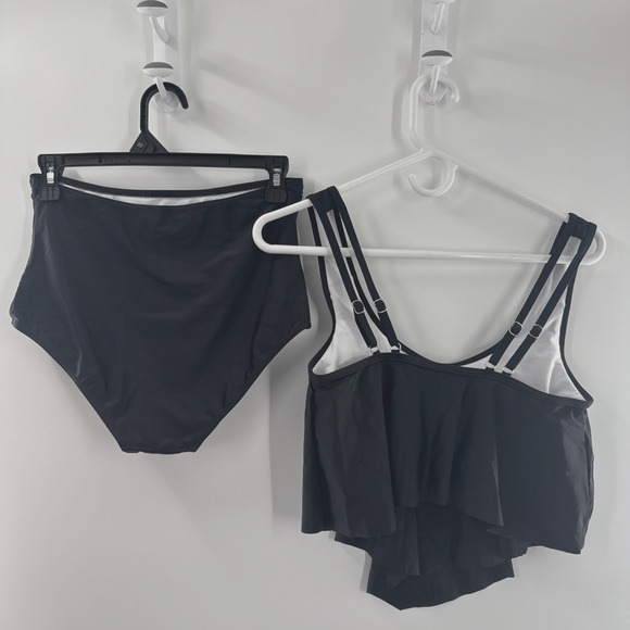 Edel Qual size-Medium High Waist Tankini Women Two Piece Swimsuit Black *READ... - Picture 5 of 14
